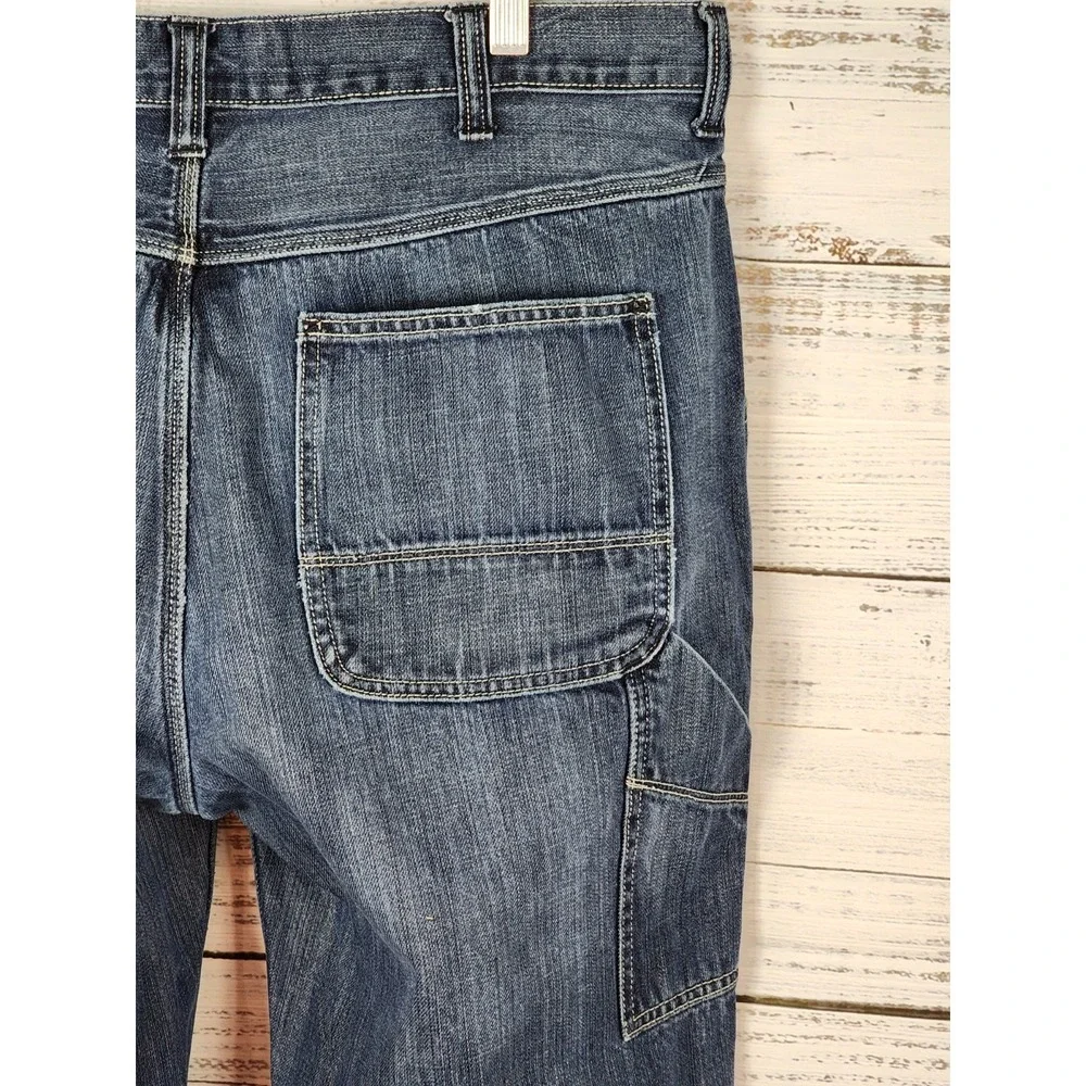 Vintage Old Navy Painters Jeans Mens 36x34 Med Blue Wash Denim Carpenter Utility